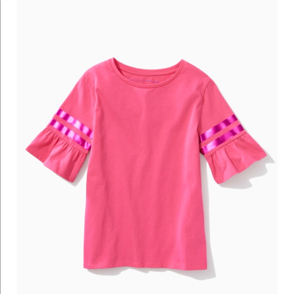Metallic Ruffle Sleeve Shirt, NWT